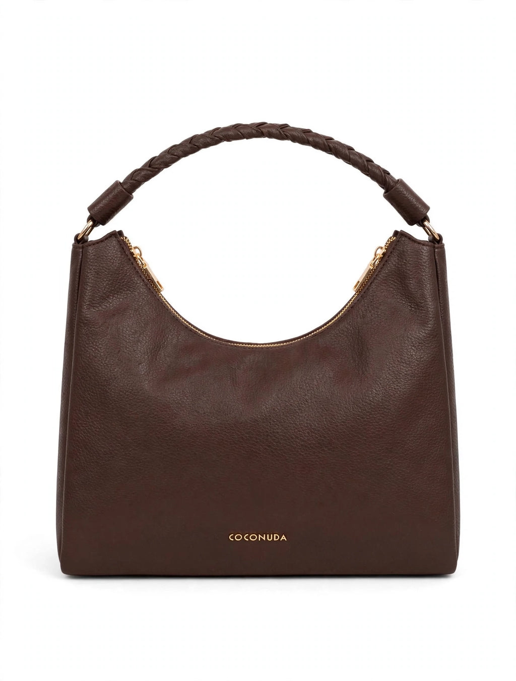 COCONUDA - Hobo Marrone Manico Intrecciato con Tracolla