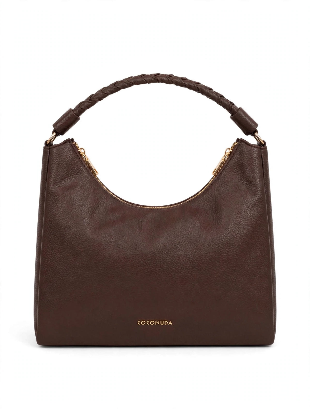 COCONUDA - Hobo Marrone Manico Intrecciato con Tracolla