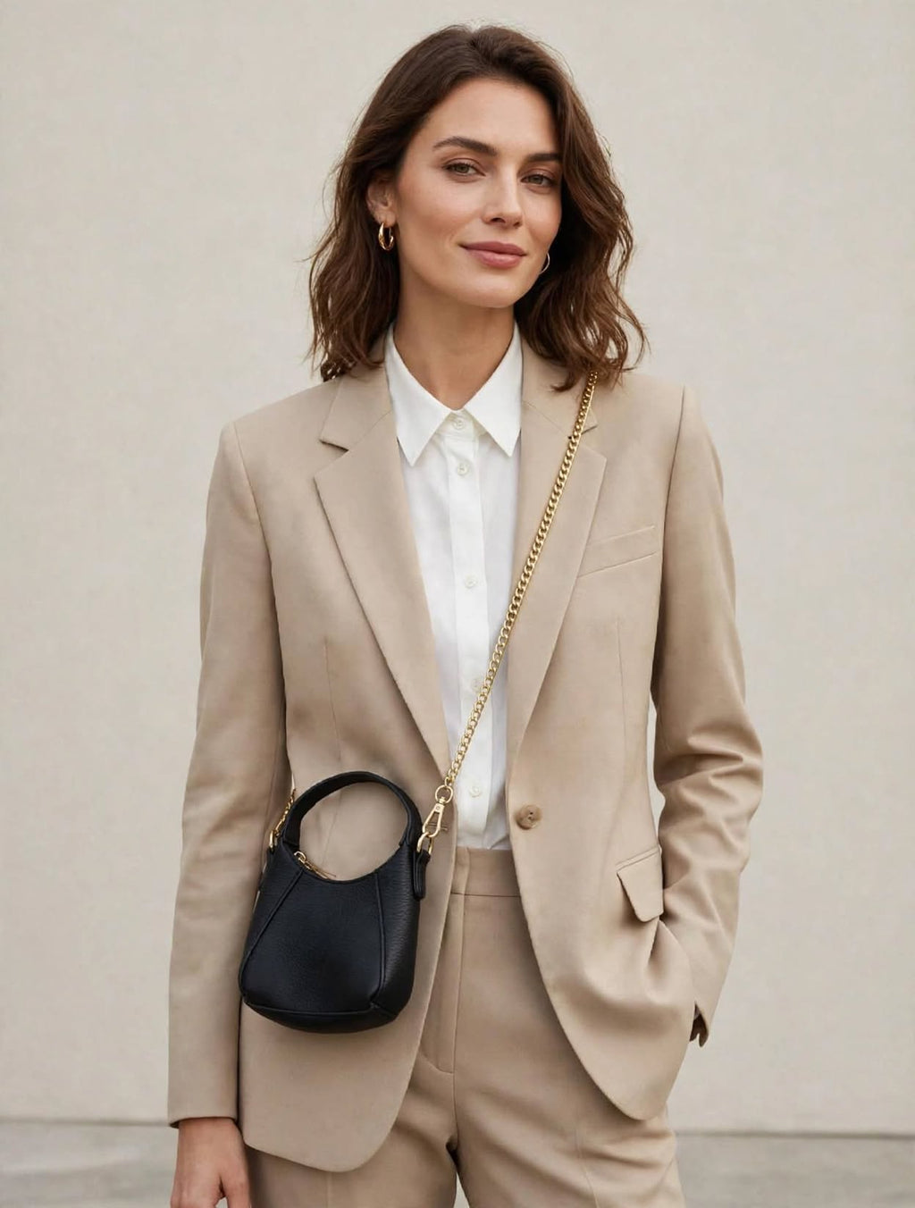 Valentino Creations - Hobo Nera a Spalla con Zip Oro